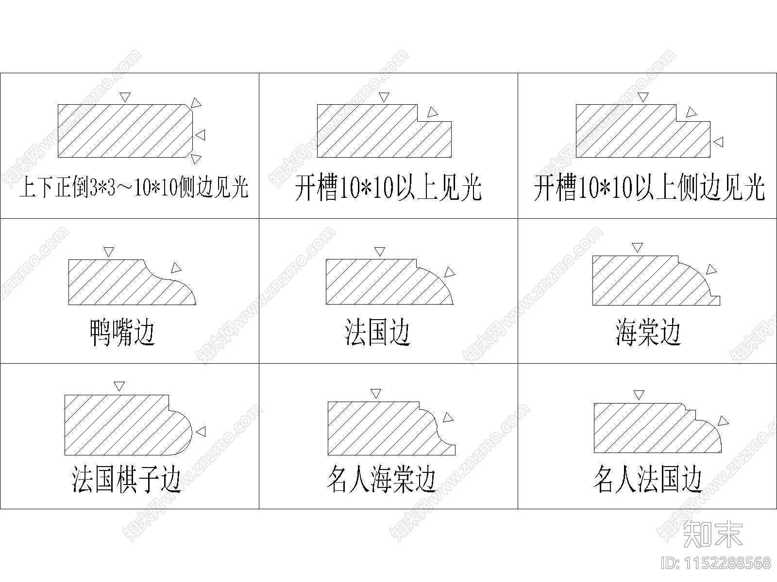 常用大理石线条素材施工图下载【ID:1152288568】