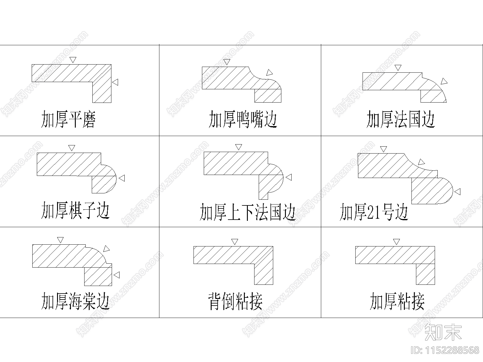 常用大理石线条素材施工图下载【ID:1152288568】