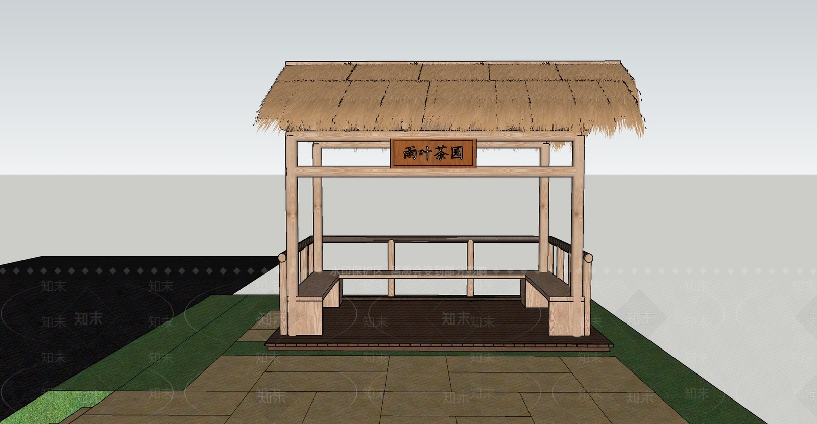 新中式茅草亭SU模型下载【ID:1152293733】