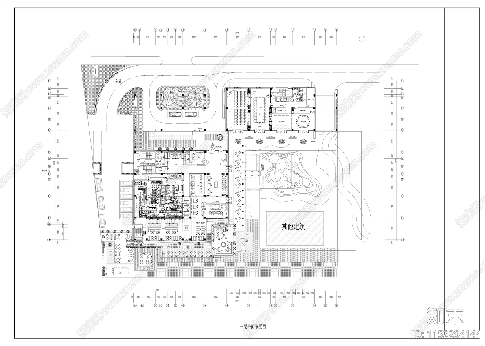 18000㎡星级度假酒店平面施工图下载【ID:1152294144】