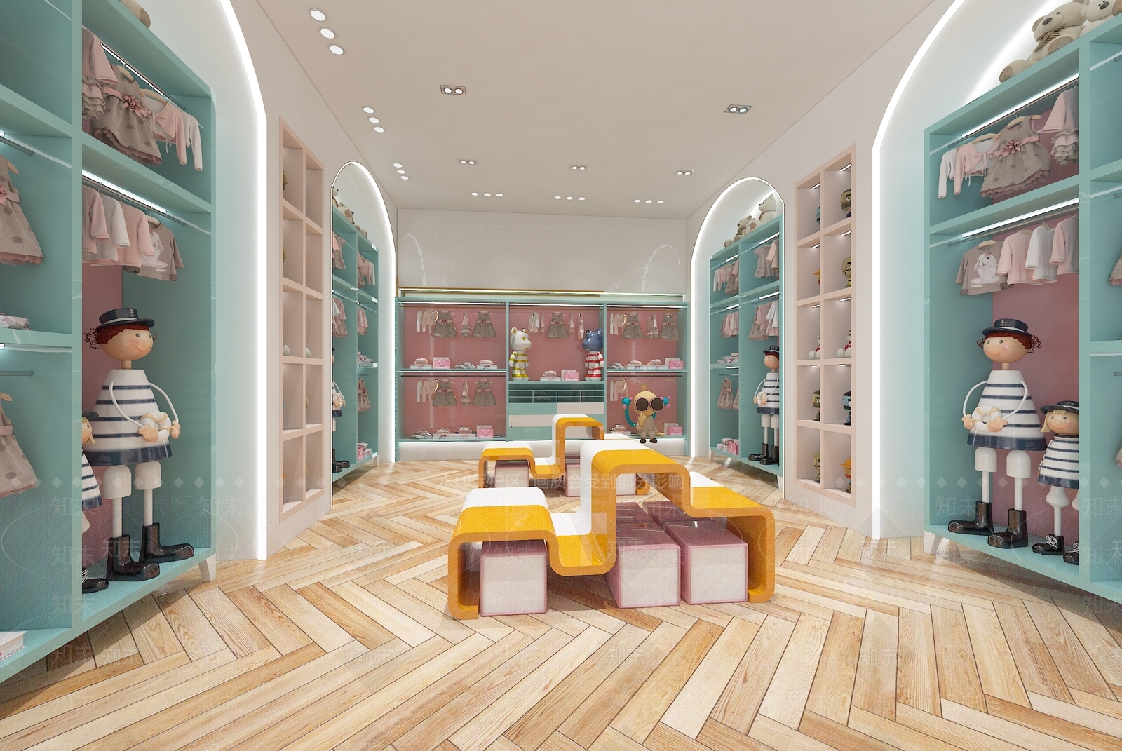 现代儿童服装店SU模型下载【ID:1152296537】