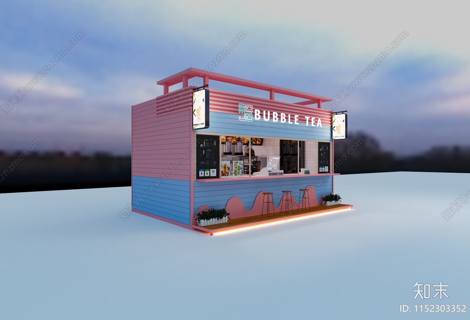 现代奶茶店3D模型下载【ID:1152303352】