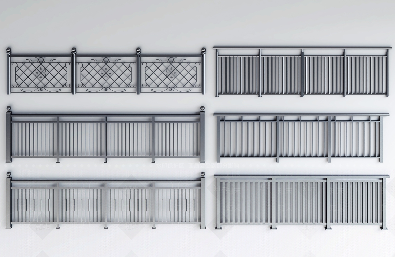 欧式铁艺栏杆SU模型下载【ID:1152304587】