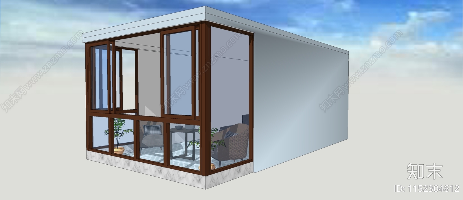 现代阳台窗户组合SU模型下载【ID:1152304612】