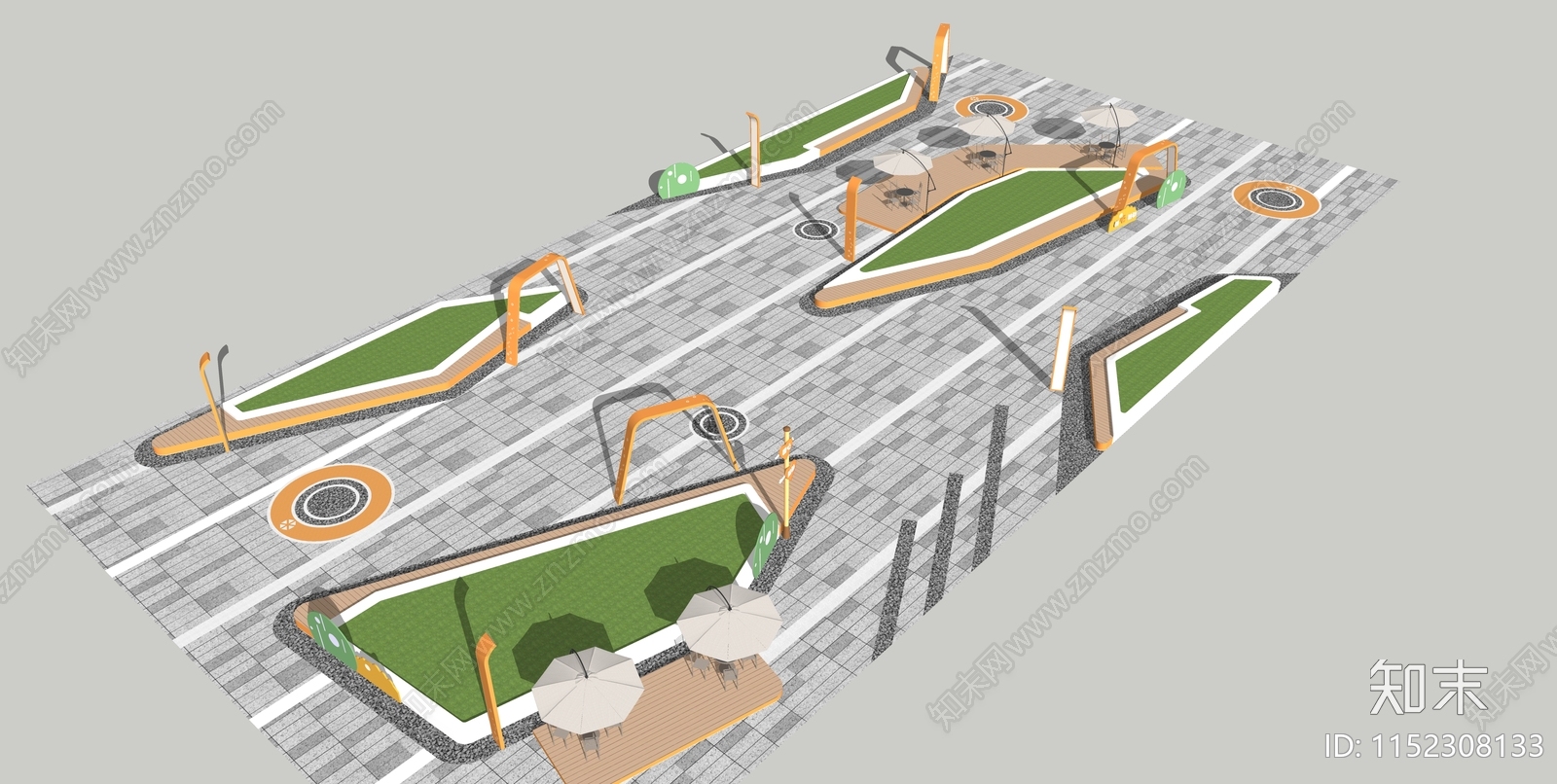 现代口袋公园SU模型下载【ID:1152308133】