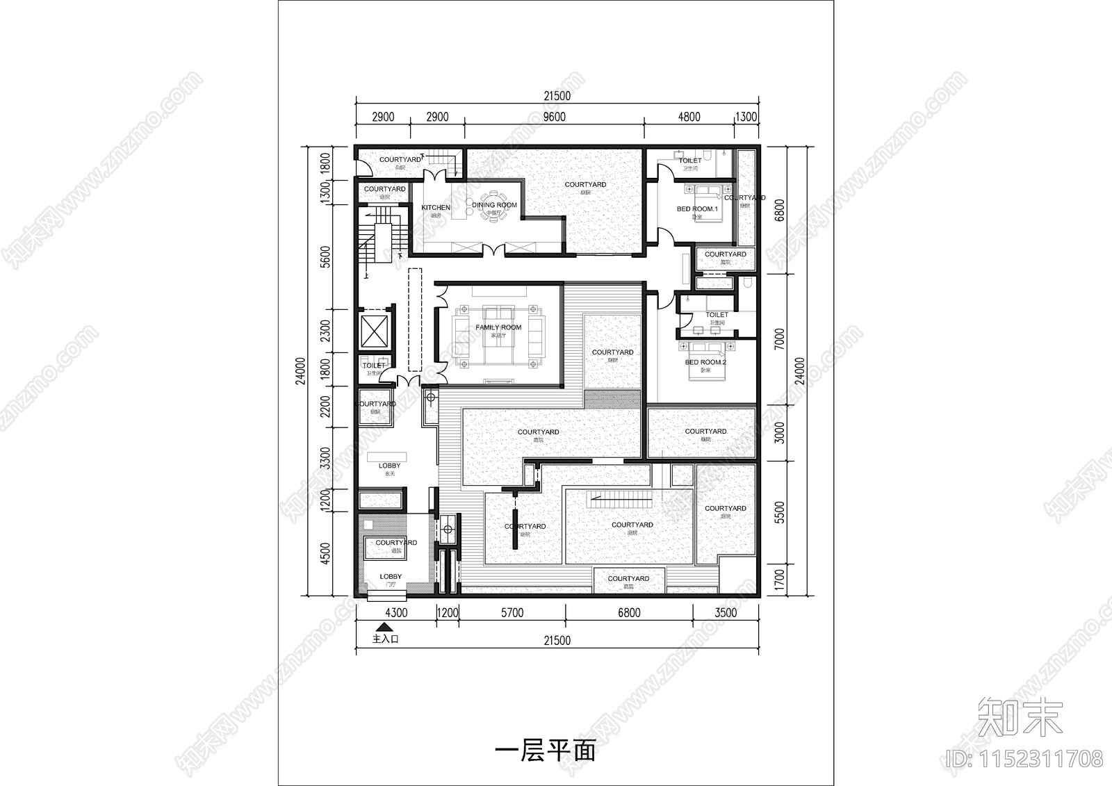 苏州高级合院别墅建筑平面图cad施工图下载【ID:1152311708】