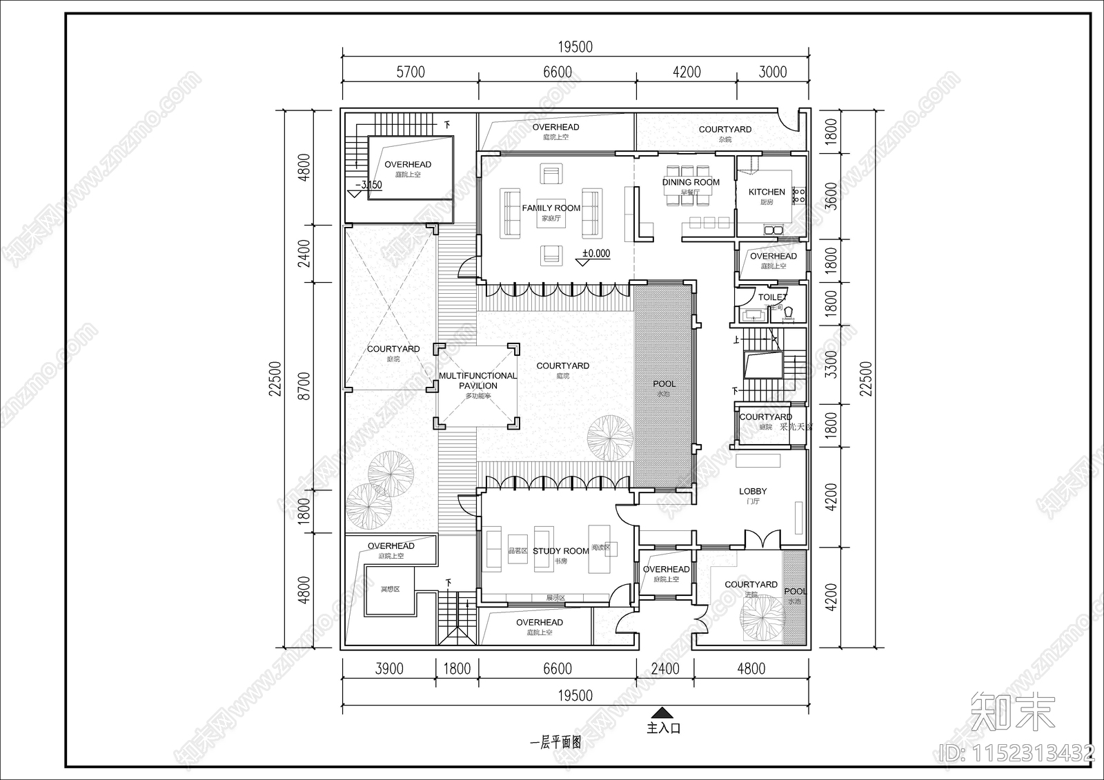 苏州高级合院别墅家装平面图cad施工图下载【ID:1152313432】