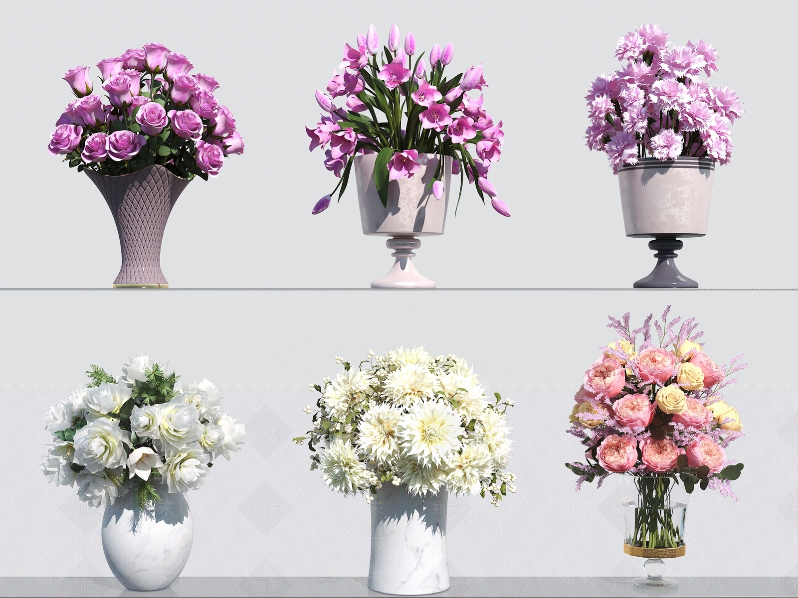 花瓶花艺3D模型下载【ID:1152313748】