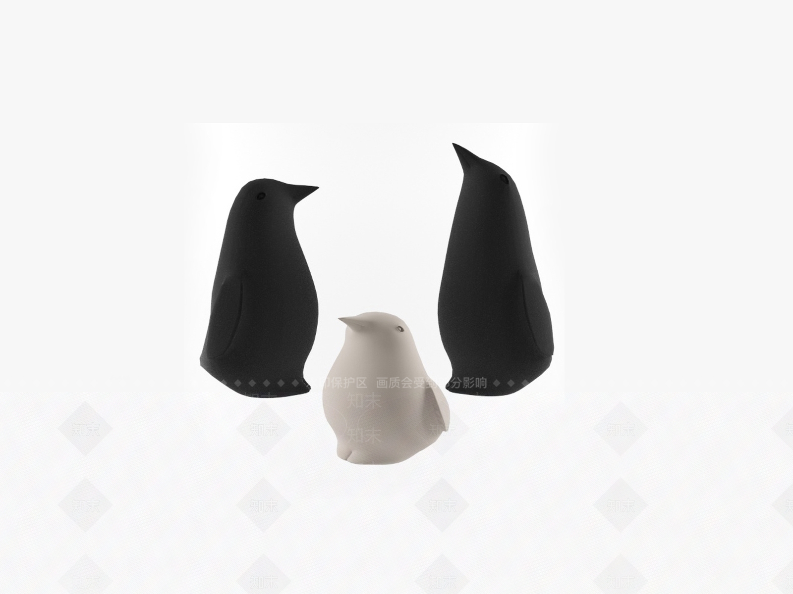 现代企鹅雕塑摆件3D模型下载【ID:1152314188】