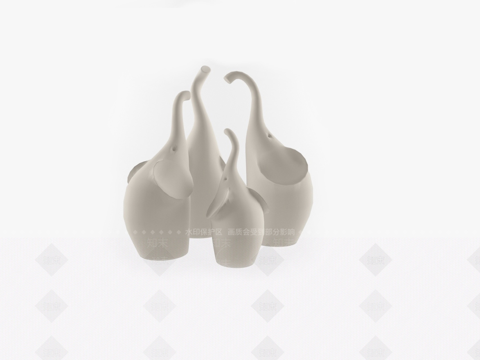 现代大象雕塑摆件3D模型下载【ID:1152314332】