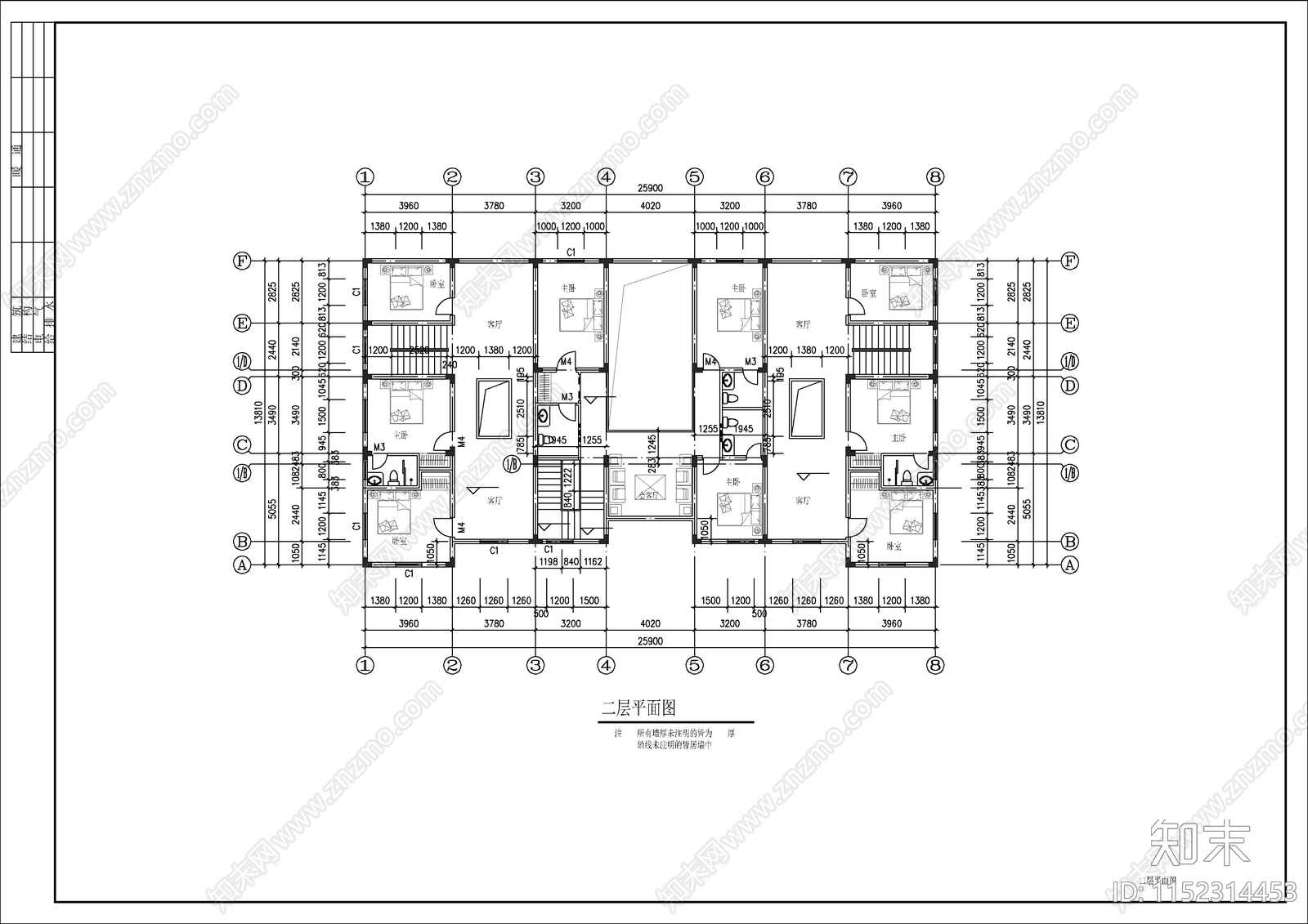 现代广东农村客家民居楼建筑图纸cad施工图下载【ID:1152314453】