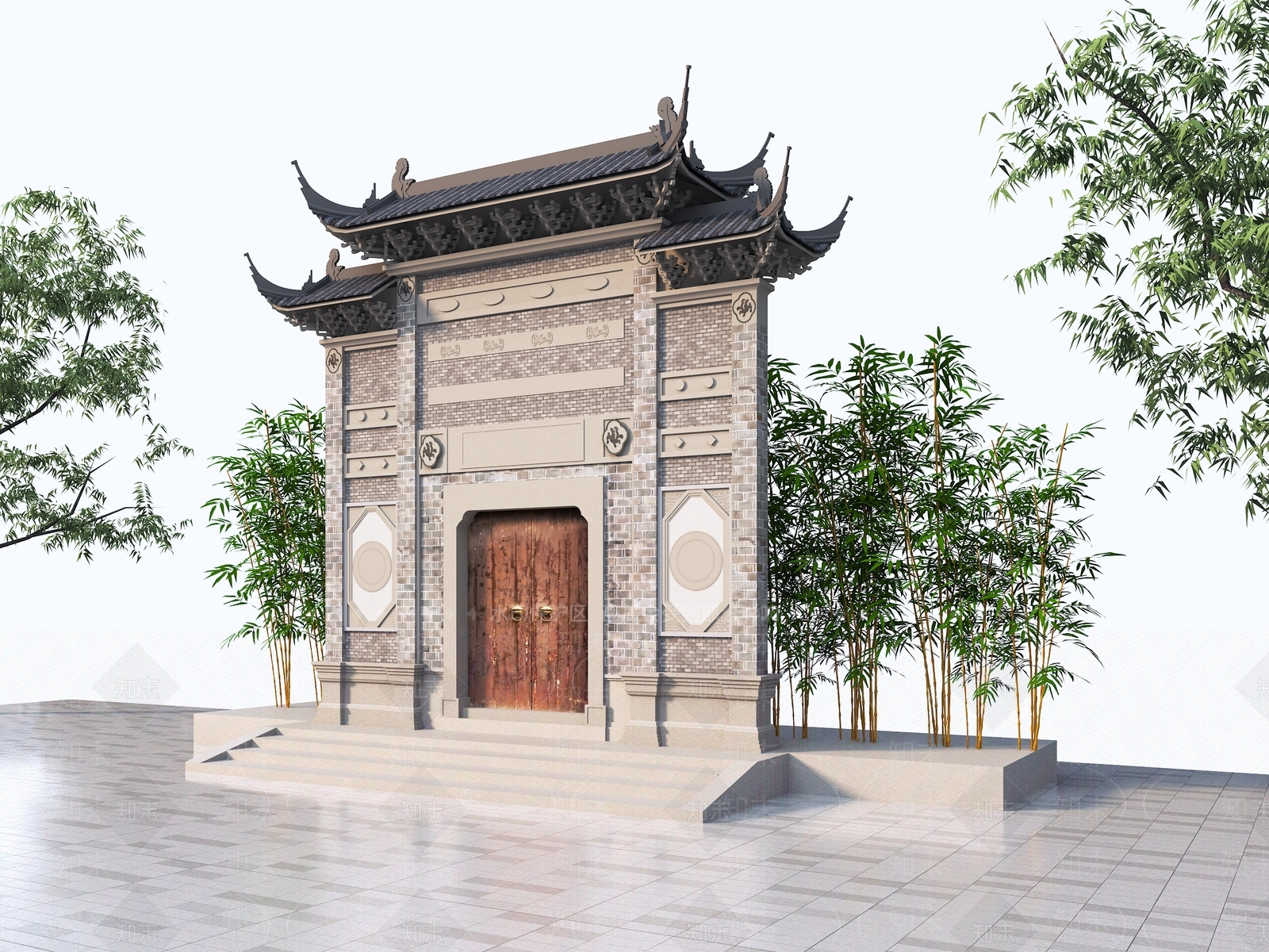 中式牌坊牌楼SU模型下载【ID:1152316882】