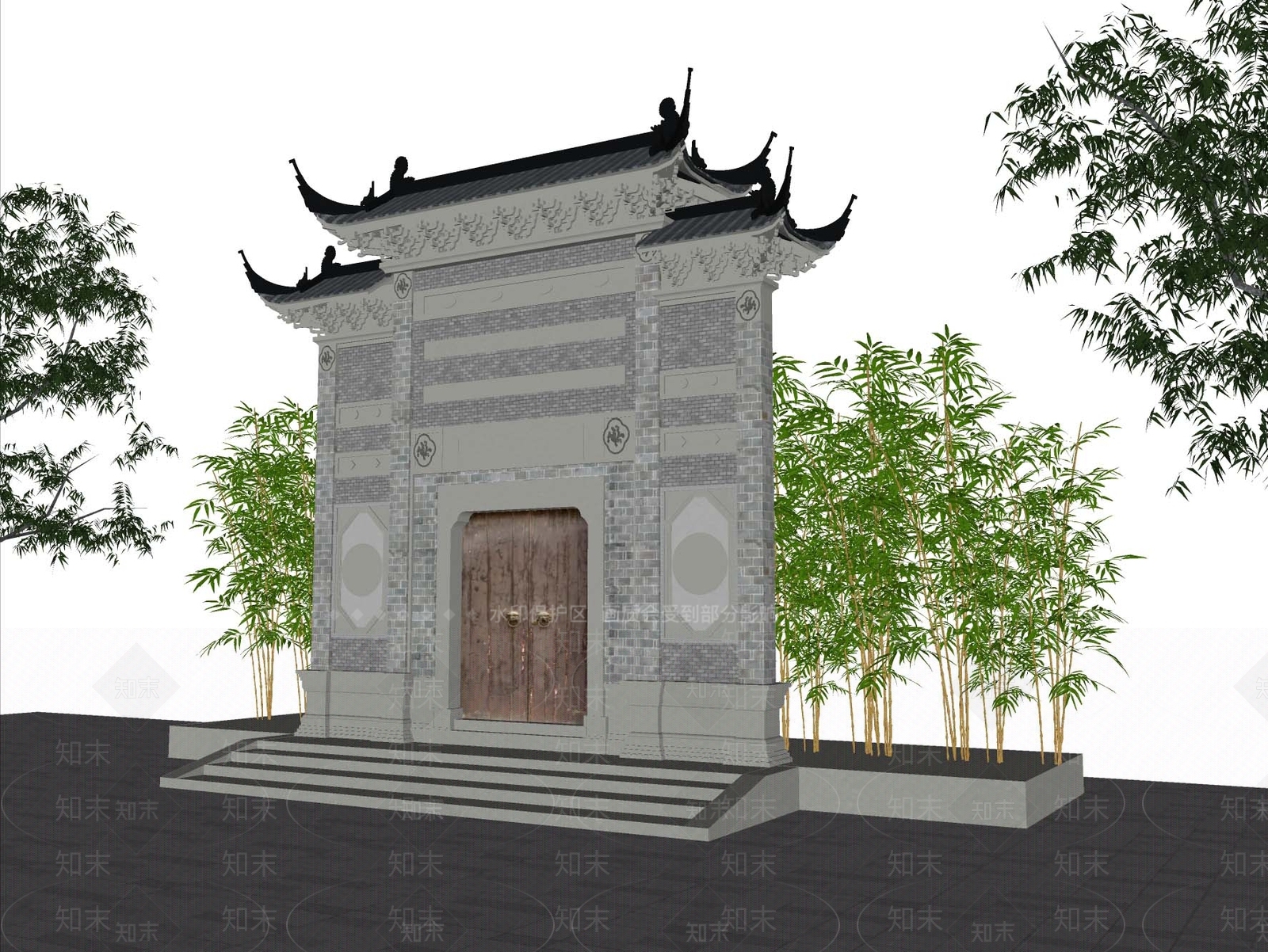 中式牌坊牌楼SU模型下载【ID:1152316882】