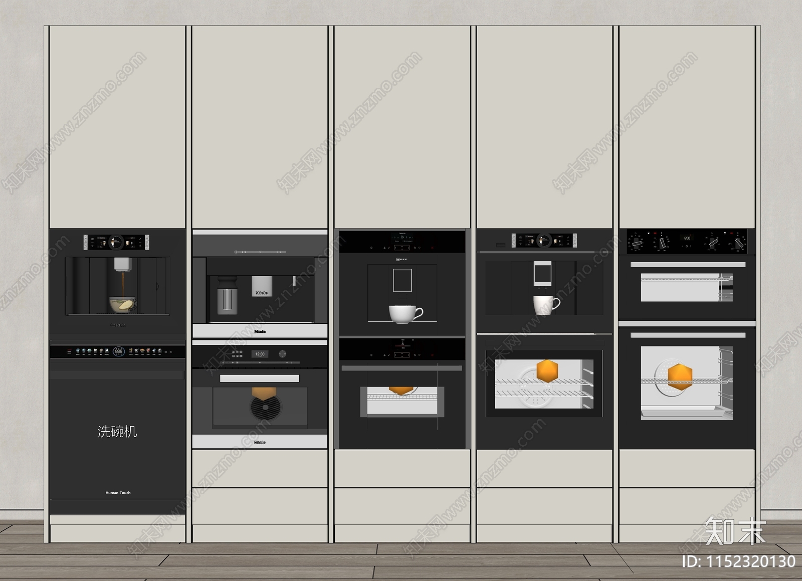 嵌入式烤箱咖啡机组合SU模型下载【ID:1152320130】