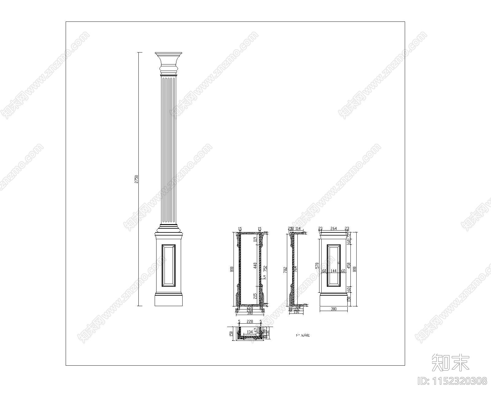 五种包住CA图库cad施工图下载【ID:1152320308】