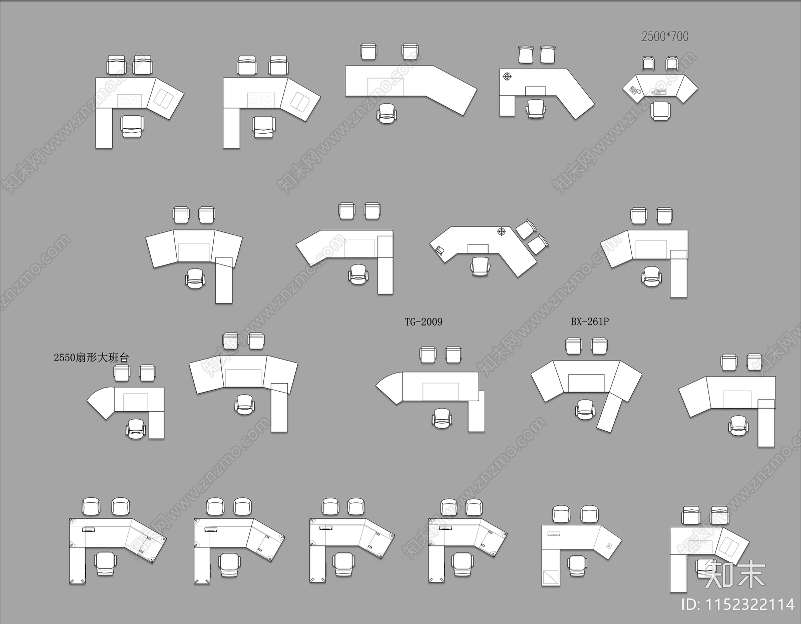 高管老板经理班台办公桌图库施工图下载【ID:1152322114】