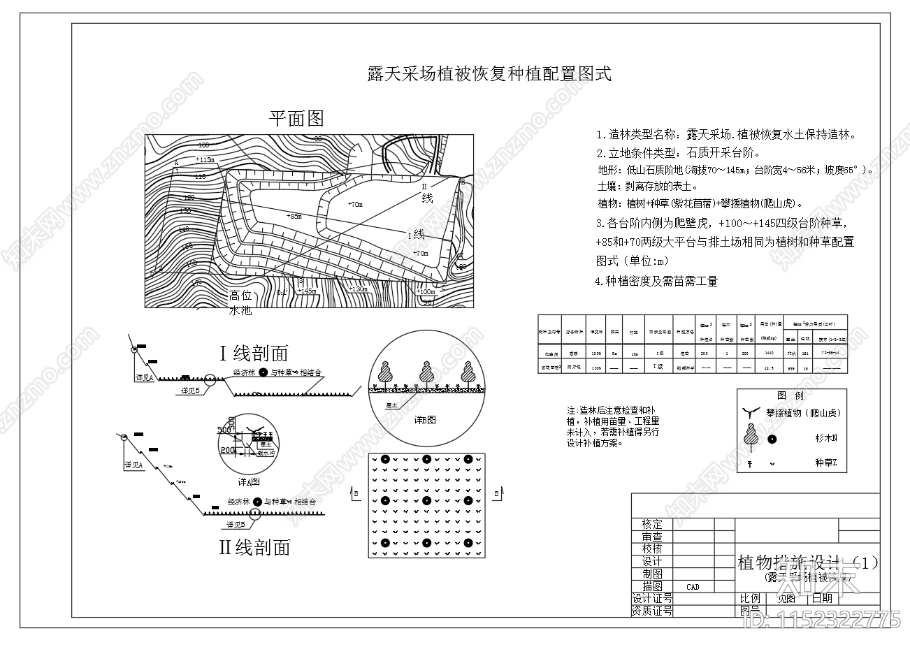 矿场排土场植被种植绿化节点施工图下载【ID:1152322775】