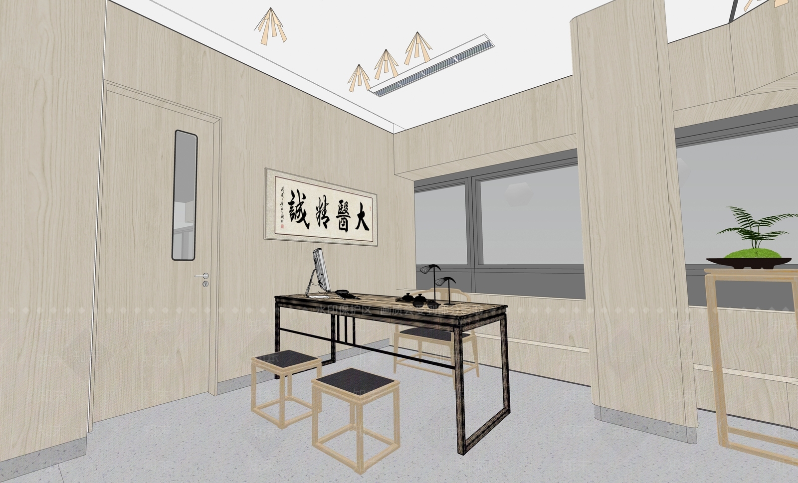 新中式中医诊室SU模型下载【ID:1152324317】