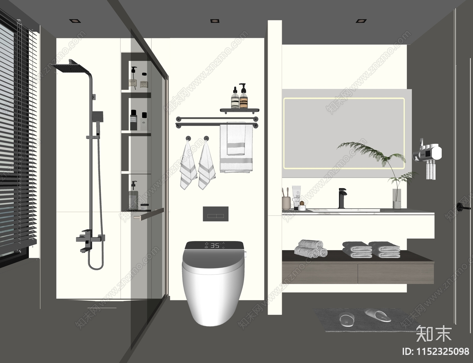 现代卫生间SU模型下载【ID:1152325098】