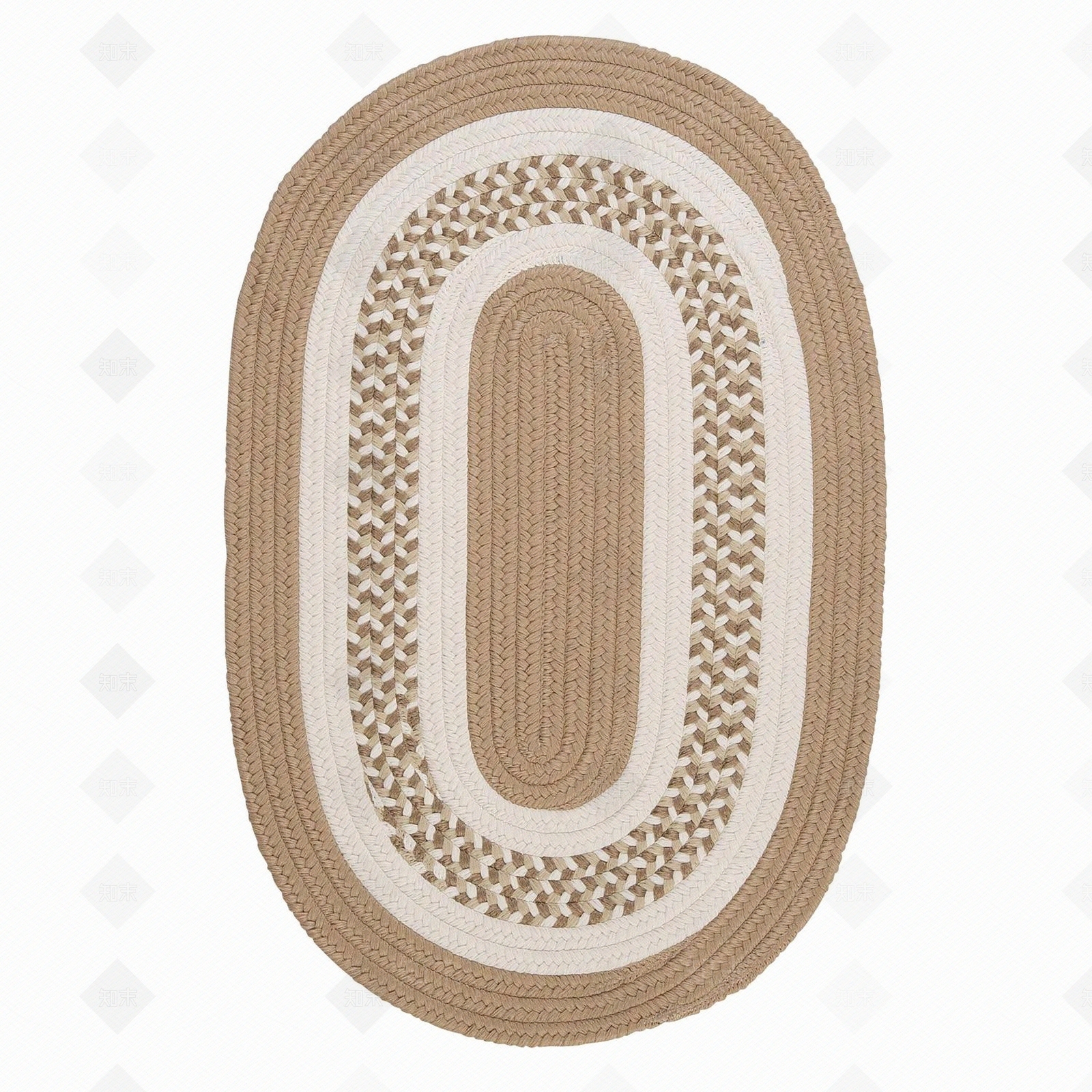 现代波西米亚手工编织椭圆毛麻地毯地垫贴图下载【ID:1152325278】