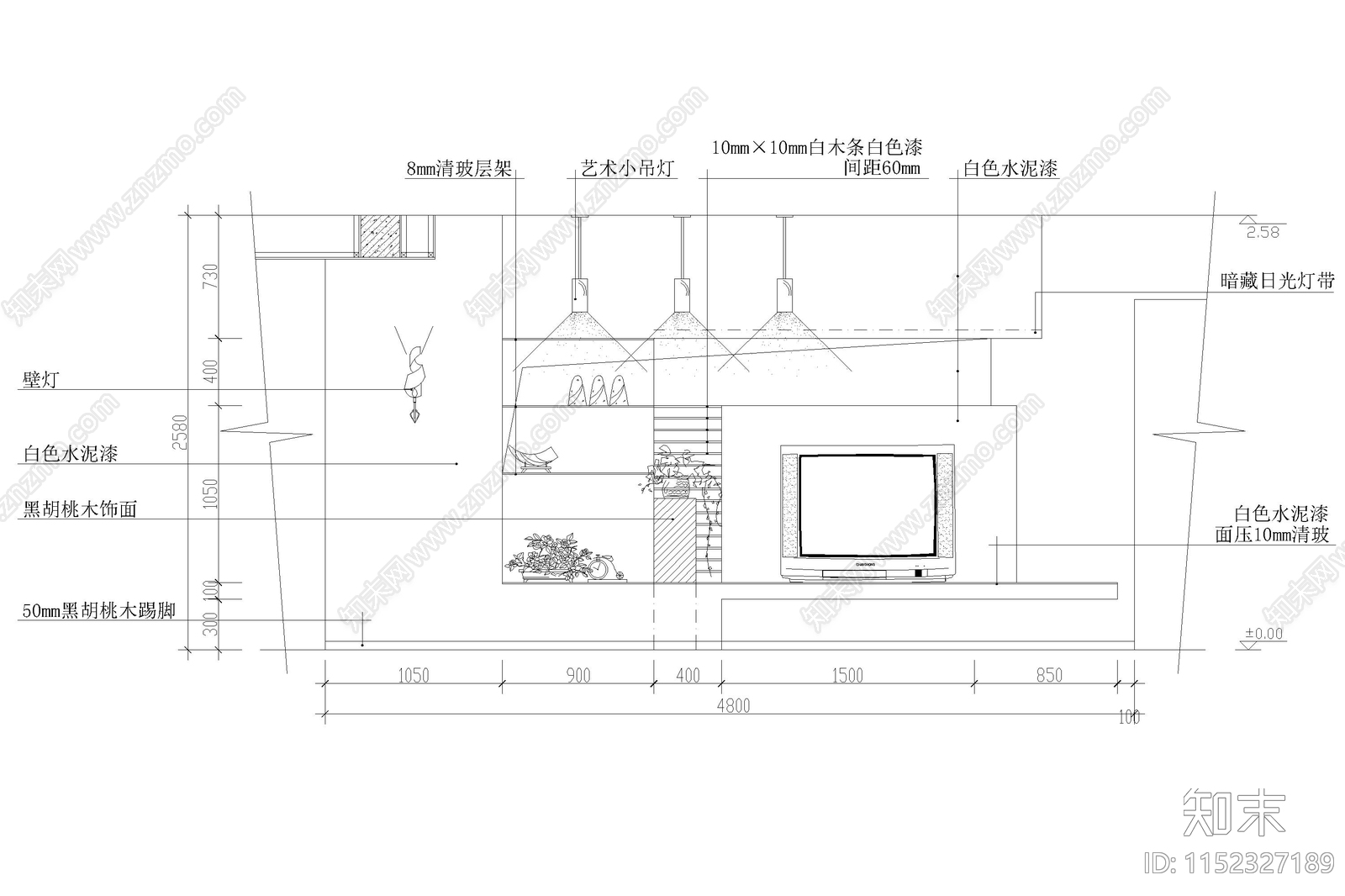 客厅电视背景墙卧室家居装修立面图纸家装设计节点cad施工图下载【ID:1152327189】