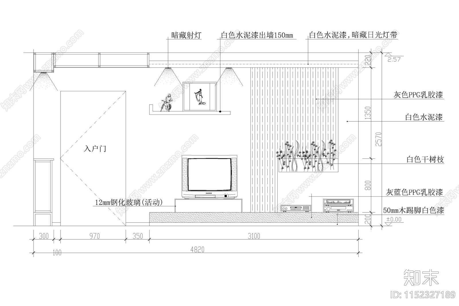 客厅电视背景墙卧室家居装修立面图纸家装设计节点cad施工图下载【ID:1152327189】