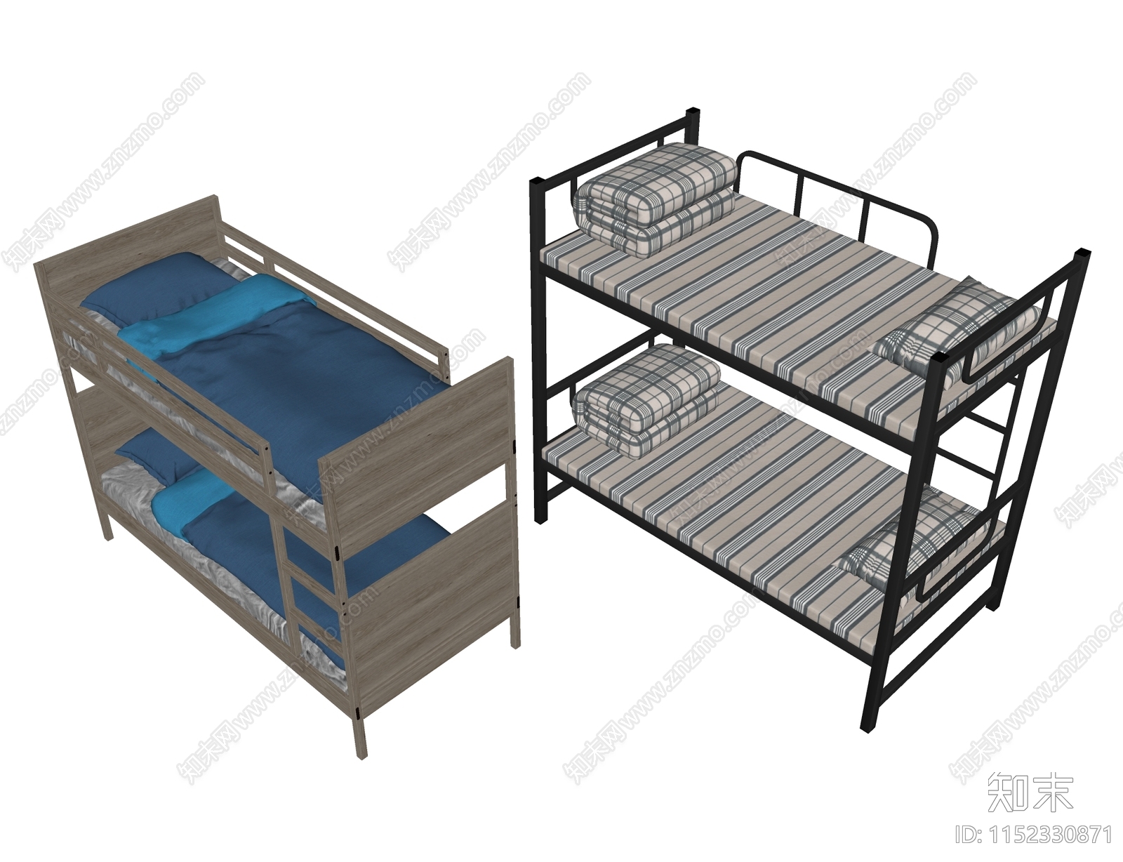 现代工厂宿舍双层床SU模型下载【ID:1152330871】