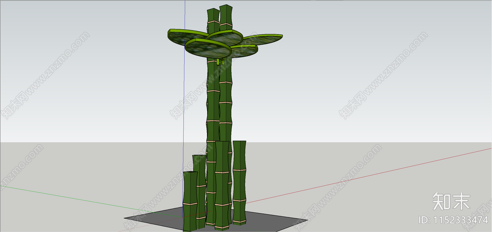 现代竹子仿形柱子装饰SU模型下载【ID:1152333474】