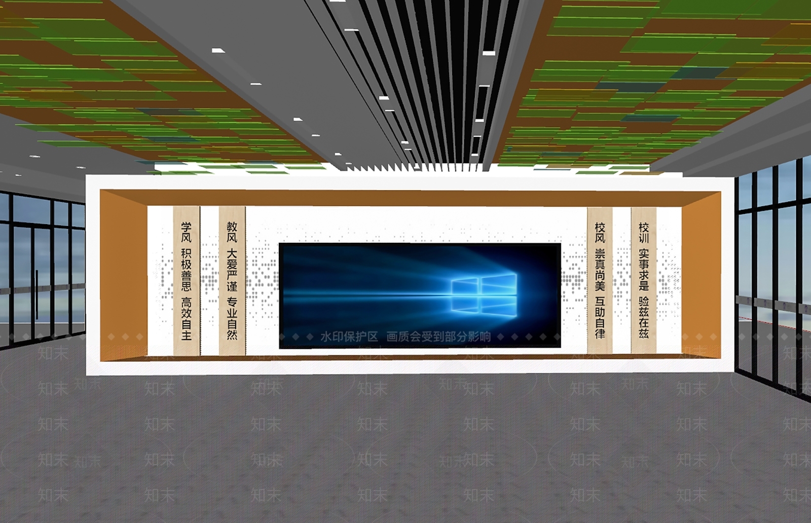 现代学校文化大厅SU模型下载【ID:1152350770】