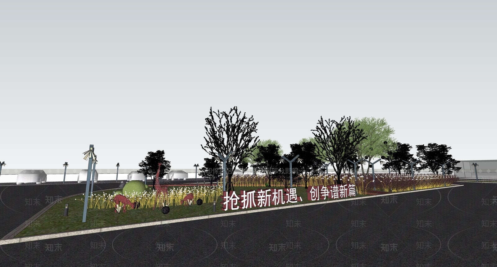现代园区景观SU模型下载【ID:1152560625】