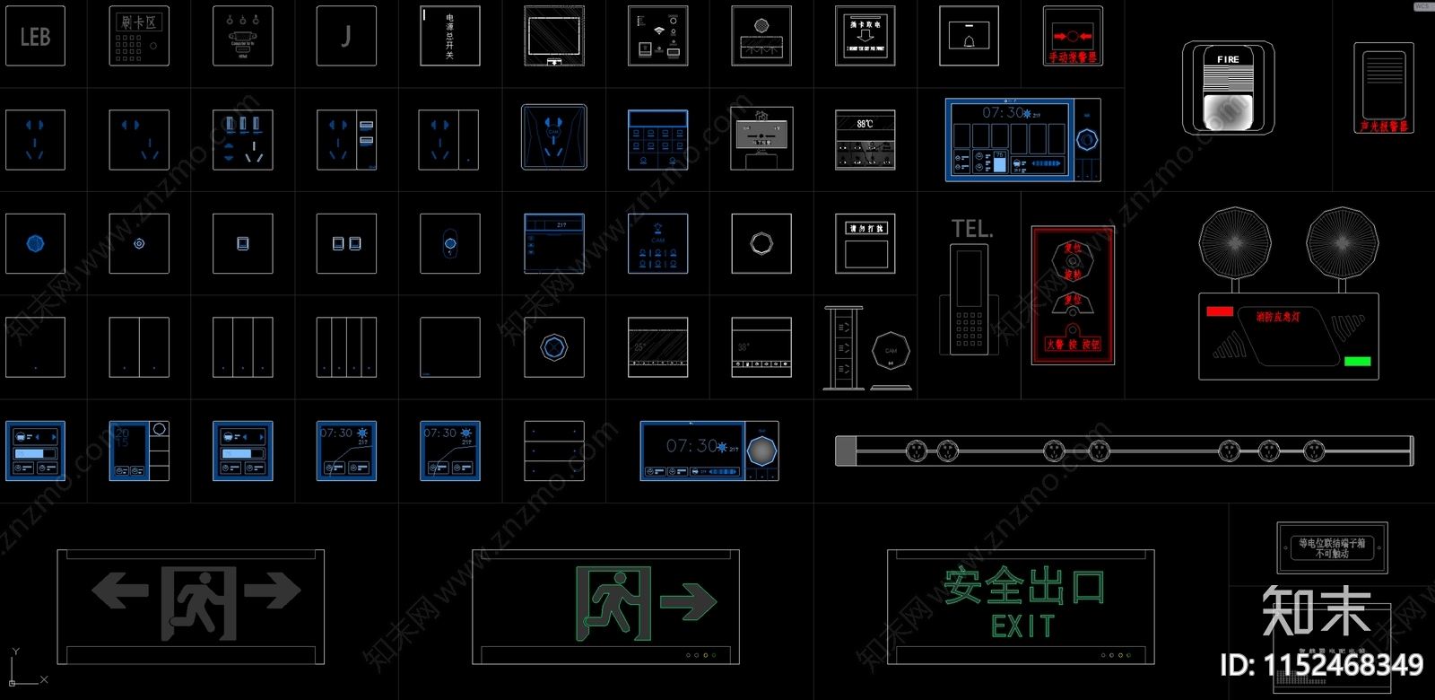 开关插座面板施工图下载【ID:1152468349】