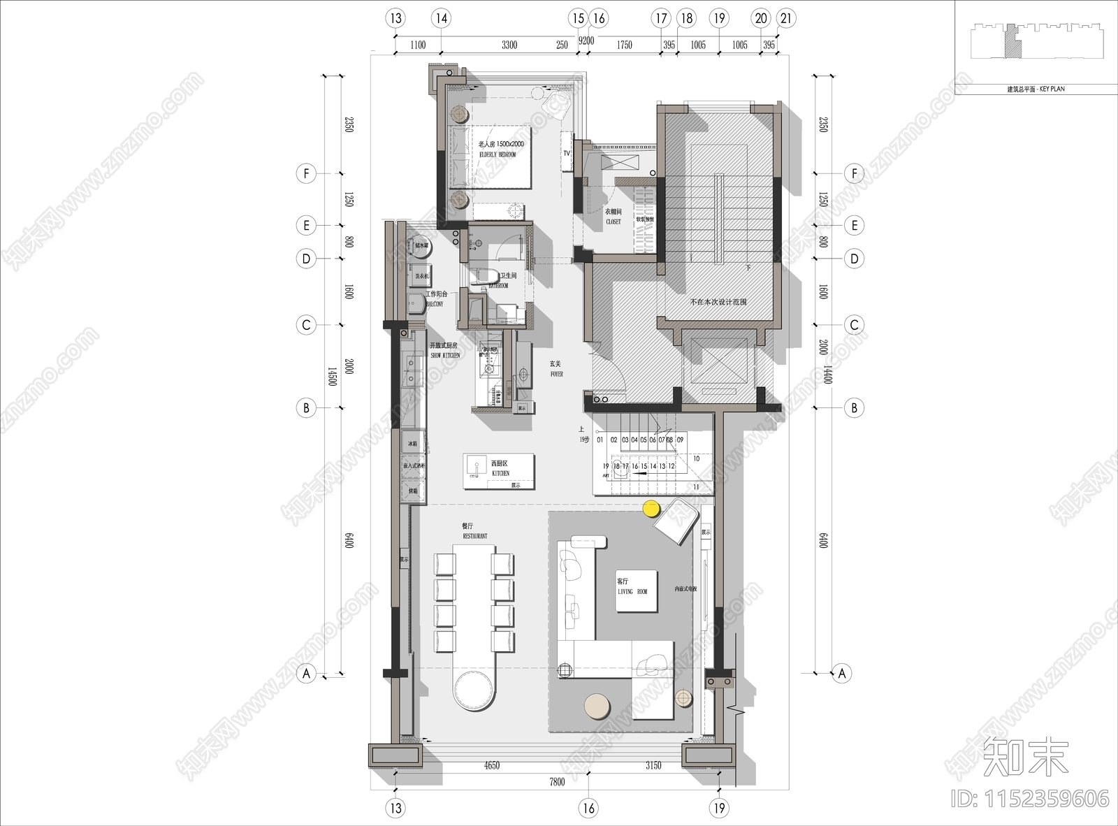 上叠别墅平面cad施工图下载【ID:1152359606】