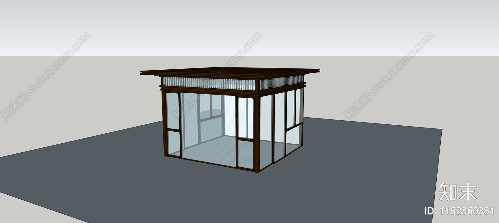 新中式阳光房SU模型下载【ID:1152360331】