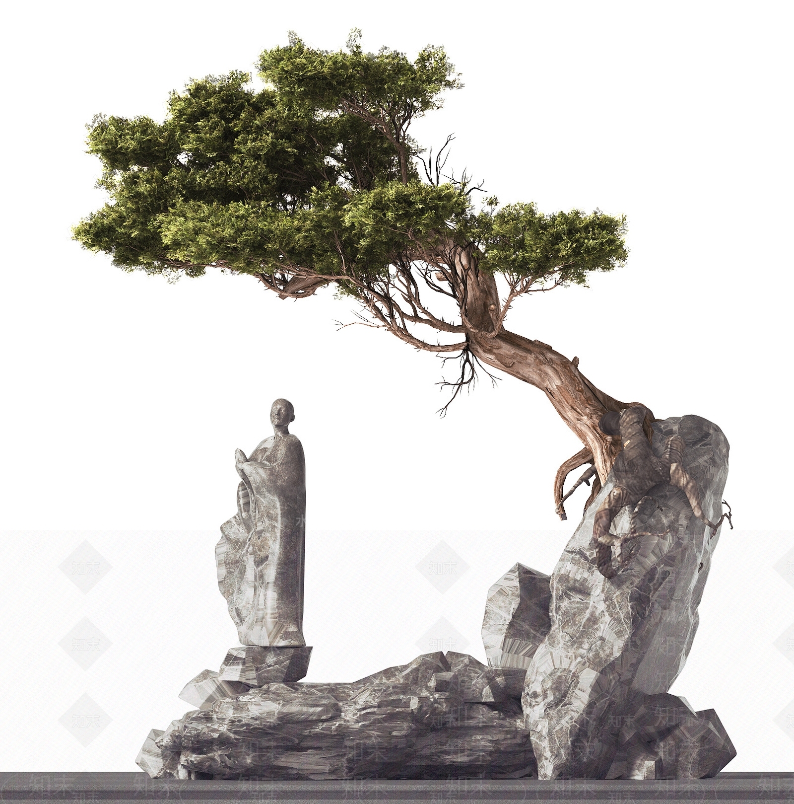 新中式盆景摆件3D模型下载【ID:1152361147】