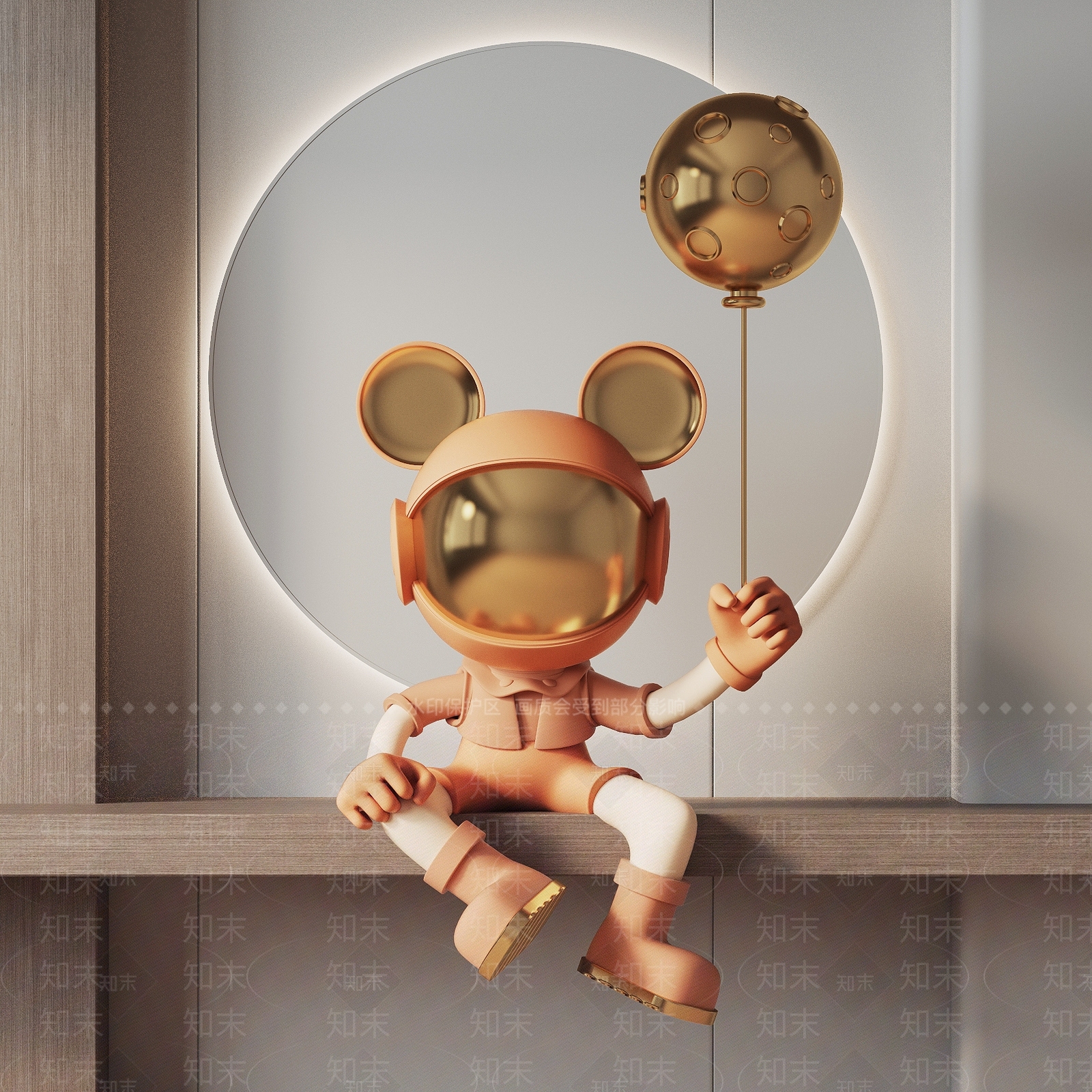 现代宇航员雕塑摆件3D模型下载【ID:1152362231】