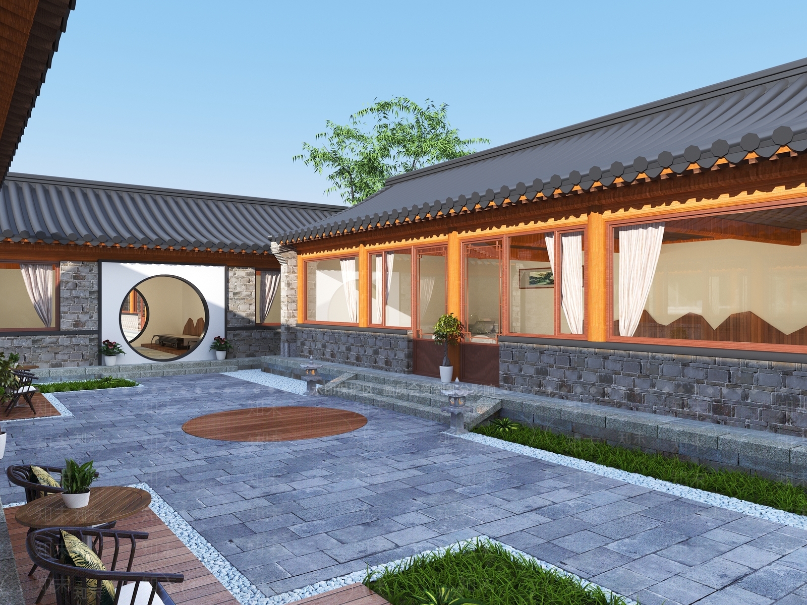 新中式乡村庭院SU模型下载【ID:1152363306】