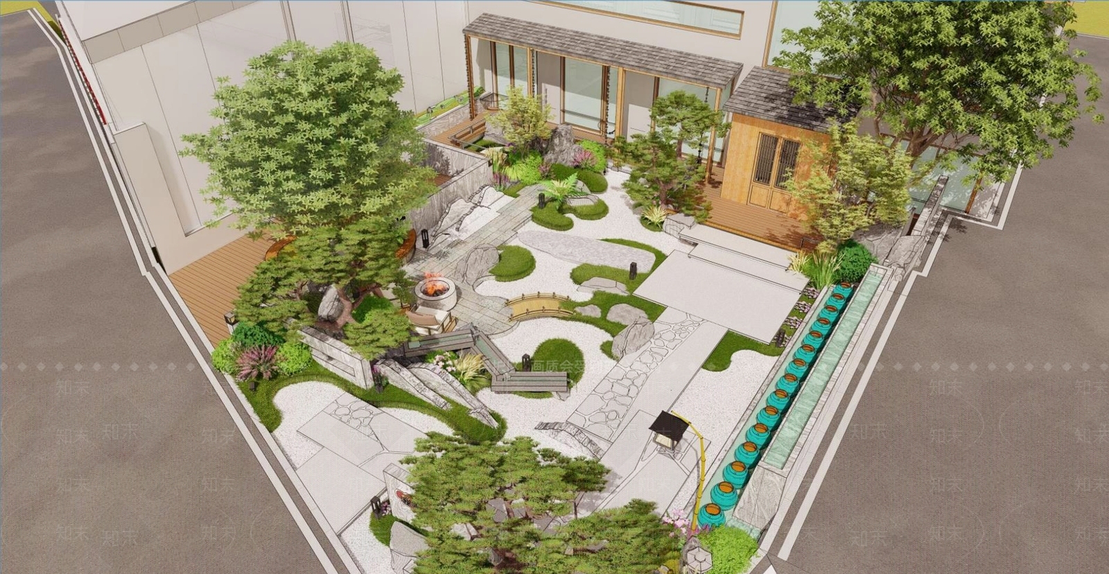 日式禅意花园SU模型下载【ID:1152367939】