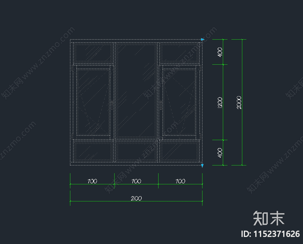 窗户动态块cad施工图下载【ID:1152371626】