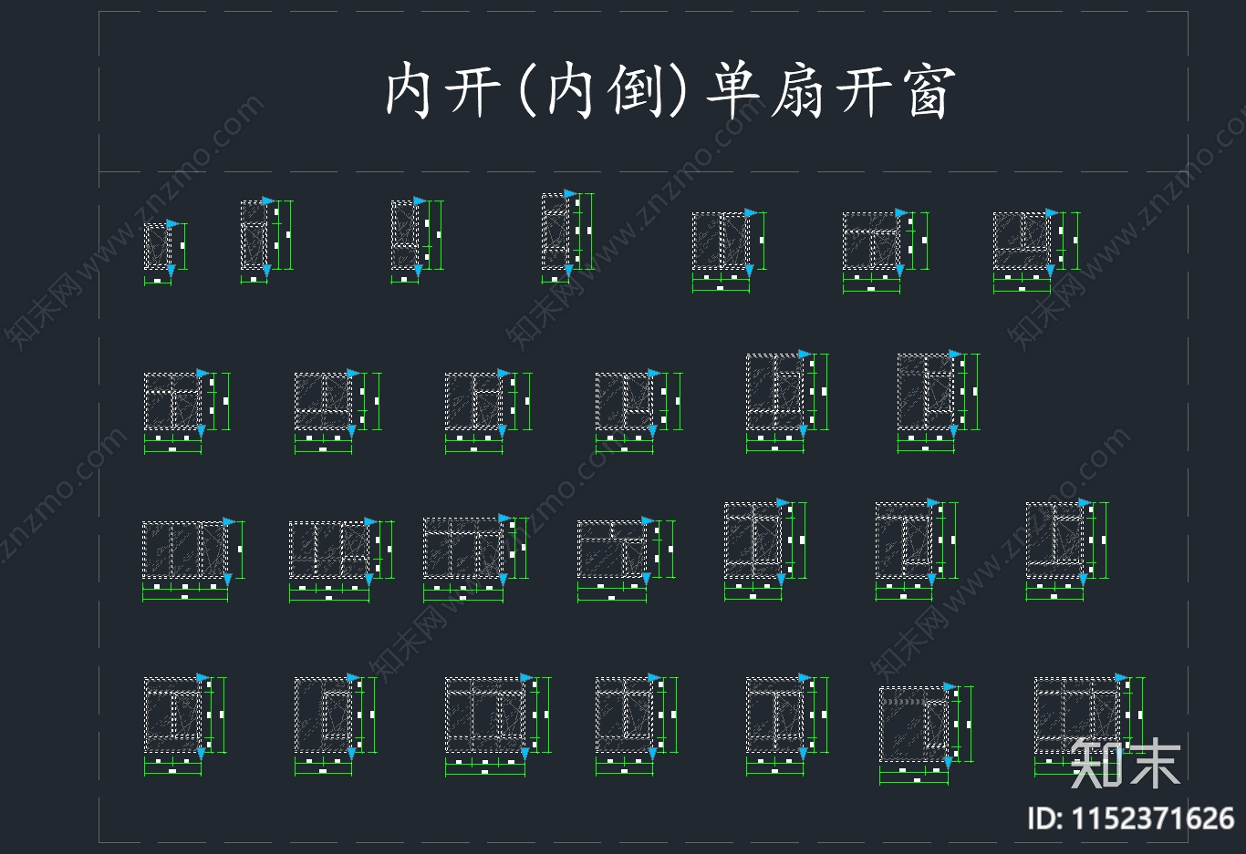 窗户动态块cad施工图下载【ID:1152371626】