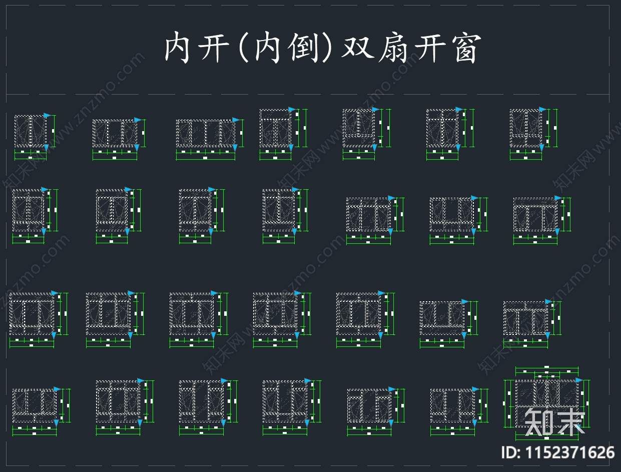 窗户动态块cad施工图下载【ID:1152371626】