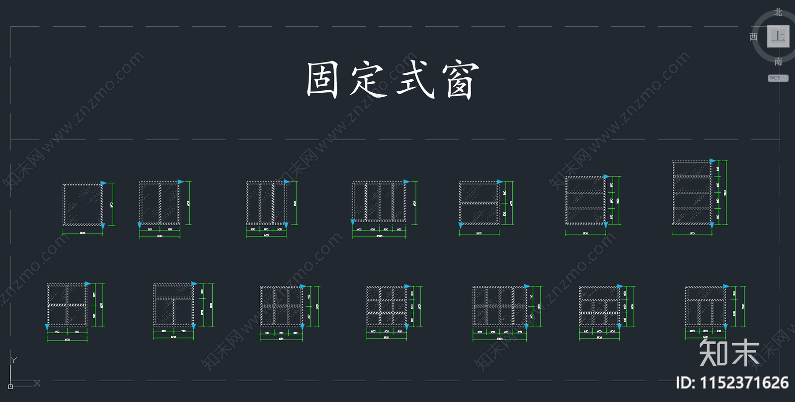 窗户动态块cad施工图下载【ID:1152371626】