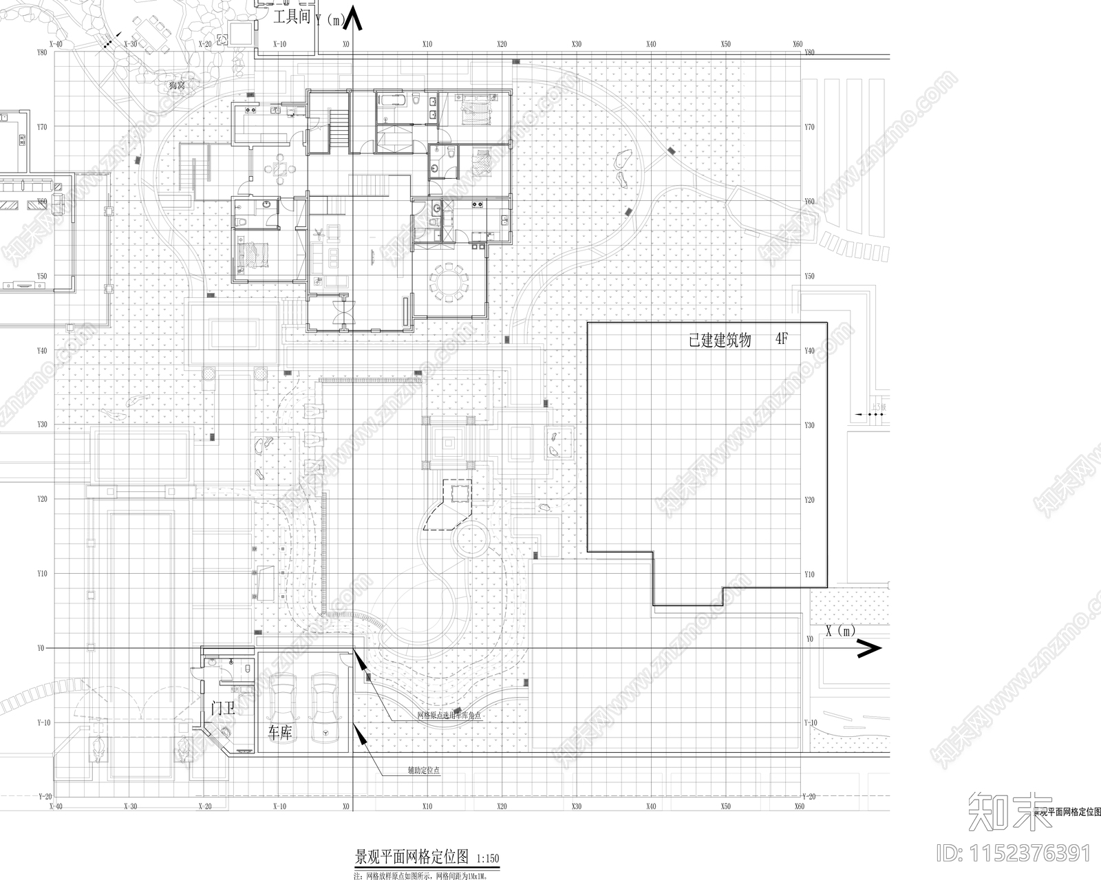 别墅庭院民宿景观园cad施工图下载【ID:1152376391】