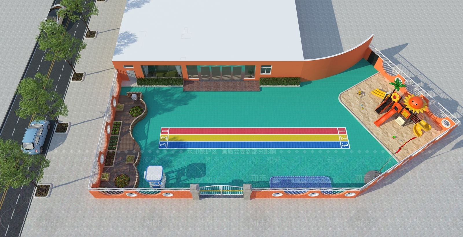 现代幼儿园户外SU模型下载【ID:1152377452】