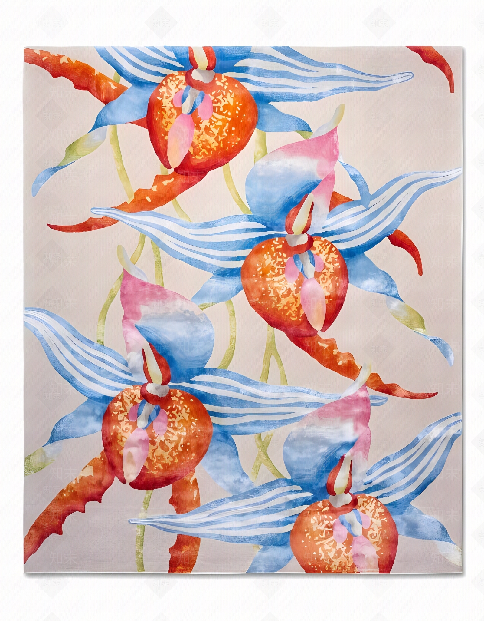 新中式风格植物图案地毯贴图下载【ID:1152379063】