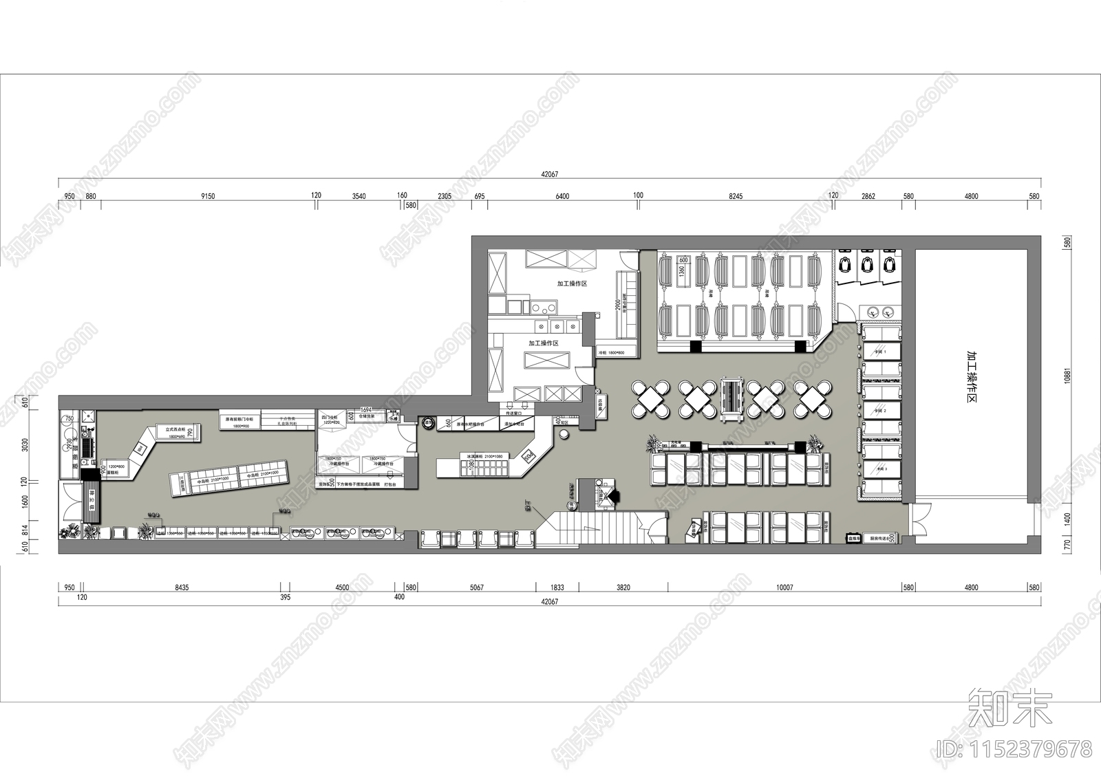 500㎡咖啡甜品店施工图下载【ID:1152379678】
