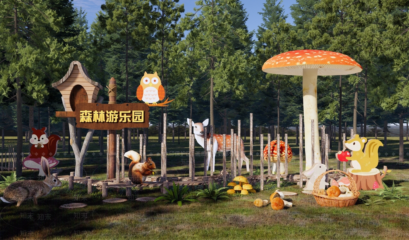 现代森林主题儿童公园SU模型下载【ID:1152380259】