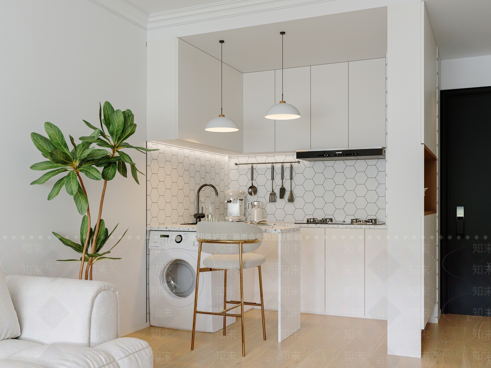 现代公寓厨房3D模型下载【ID:1152385590】