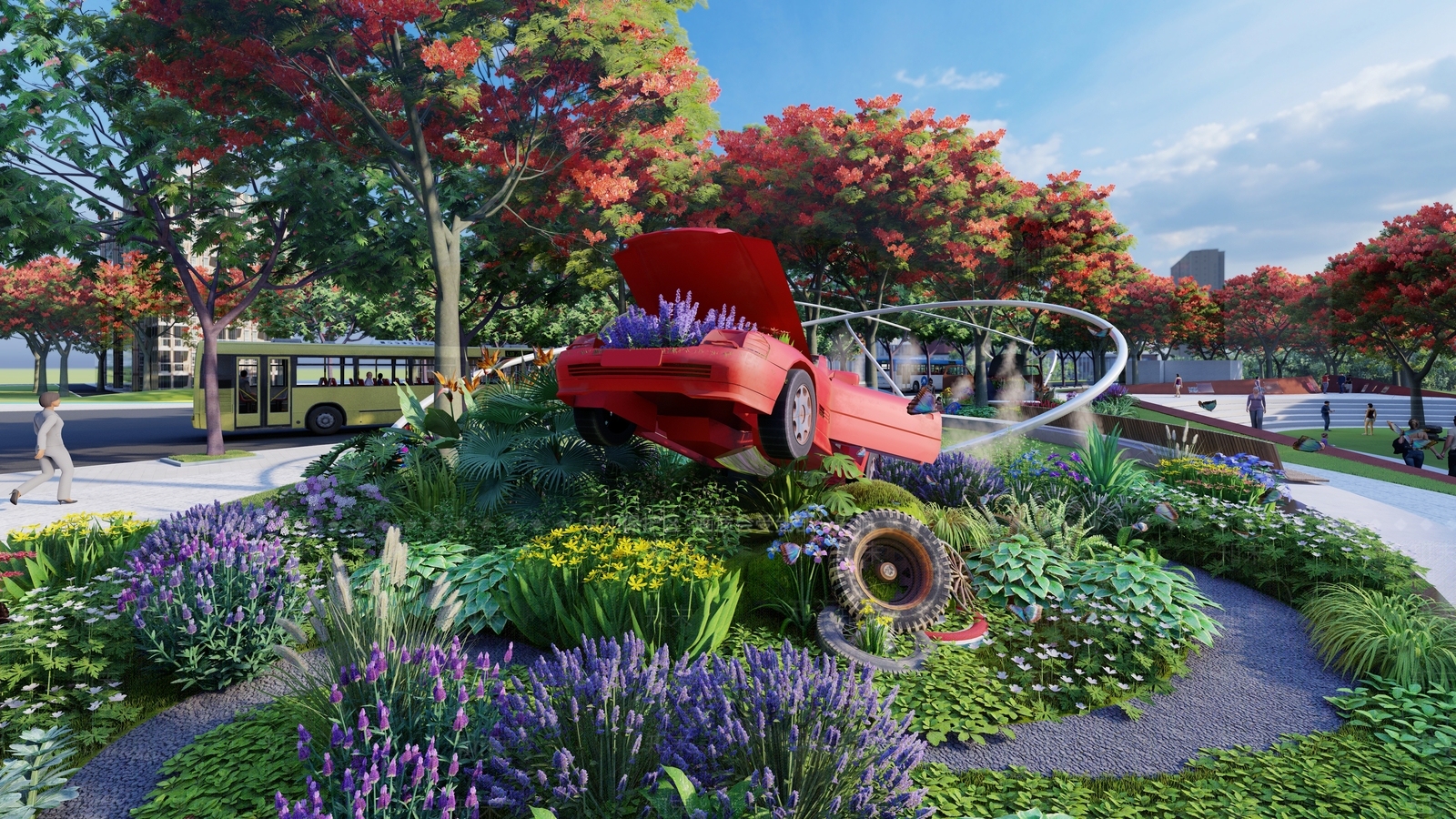 现代创意汽车景观小品SU模型下载【ID:1152386522】