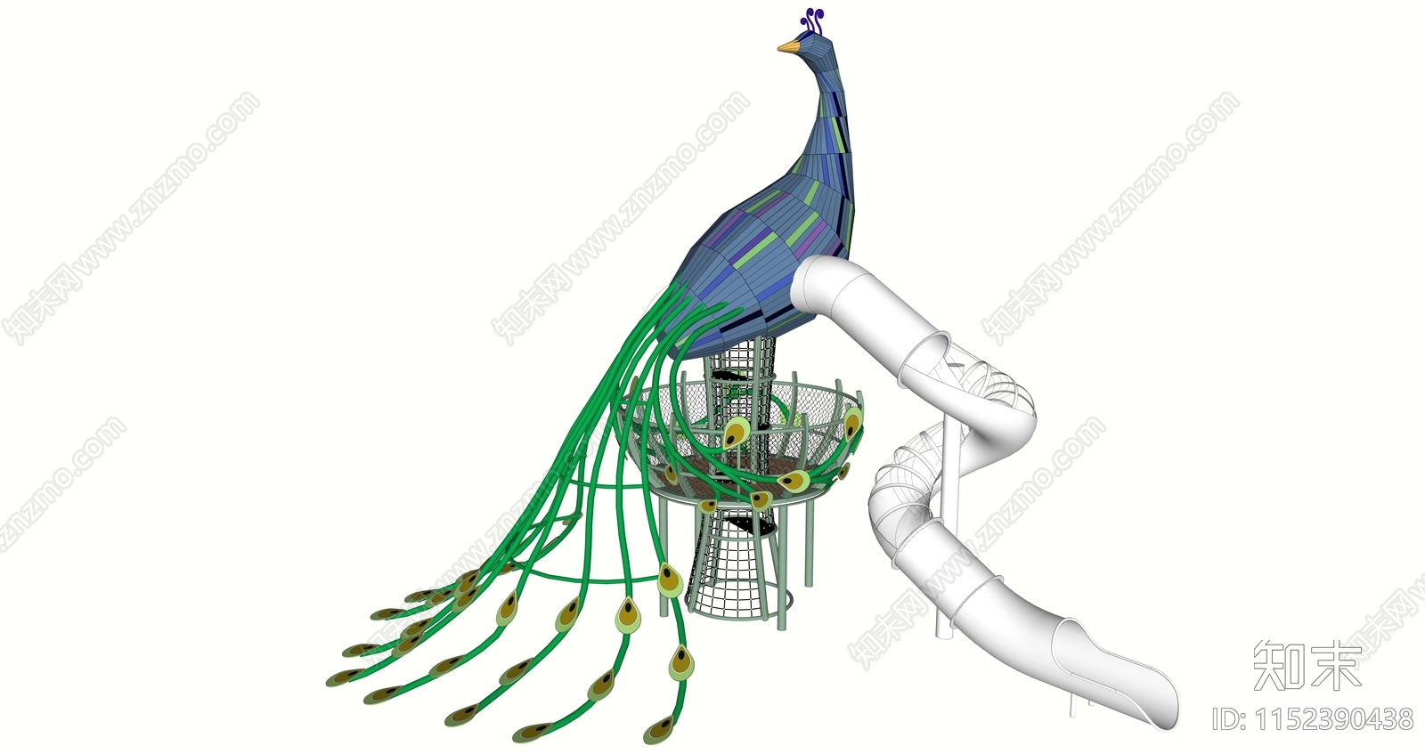 孔雀滑滑梯SU模型下载【ID:1152390438】