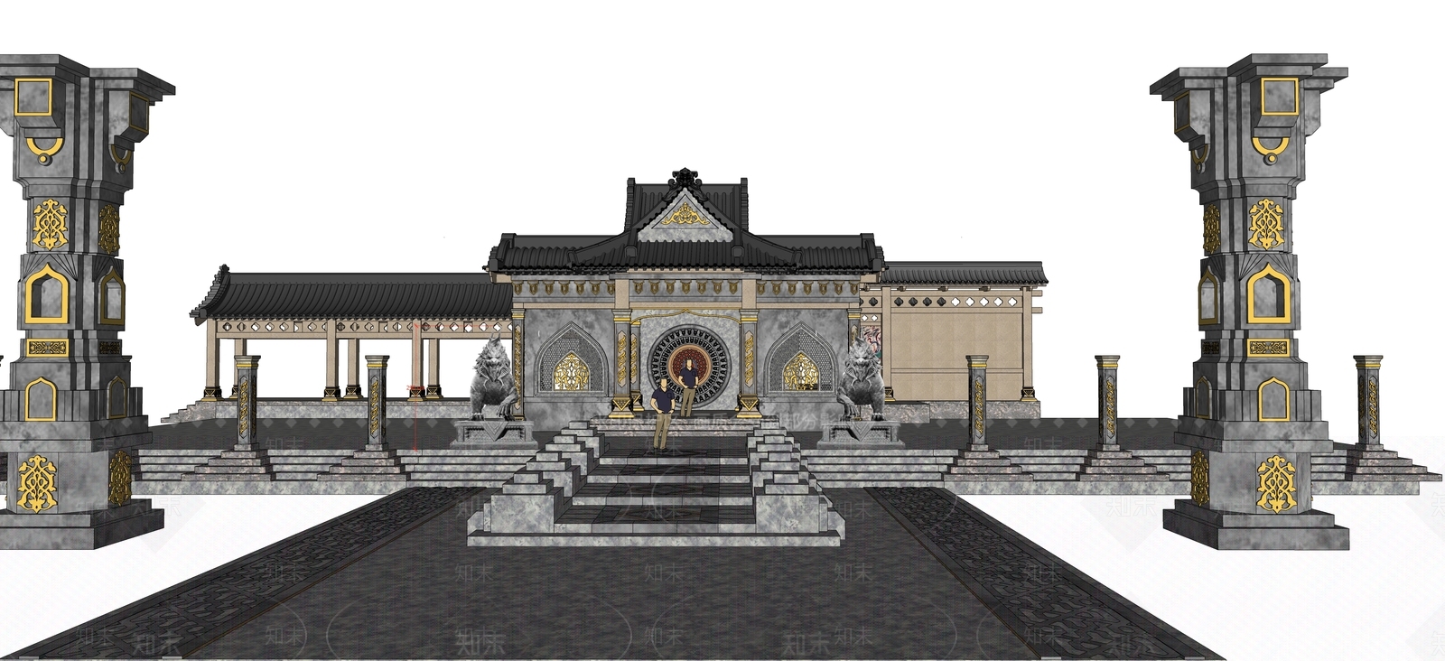 中式神殿祭台SU模型下载【ID:1152390012】